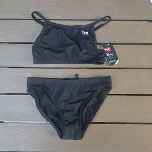 TYR Women's Durafast Solid Black Diamondfit Workout Bikini Size XXS NEW